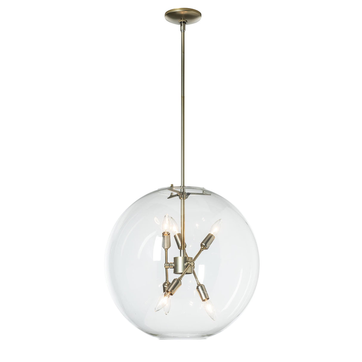 Hubbardton Forge 2022 Modern Brass Clear Glass (ZM) Multi Sfera 6-Light Pendant