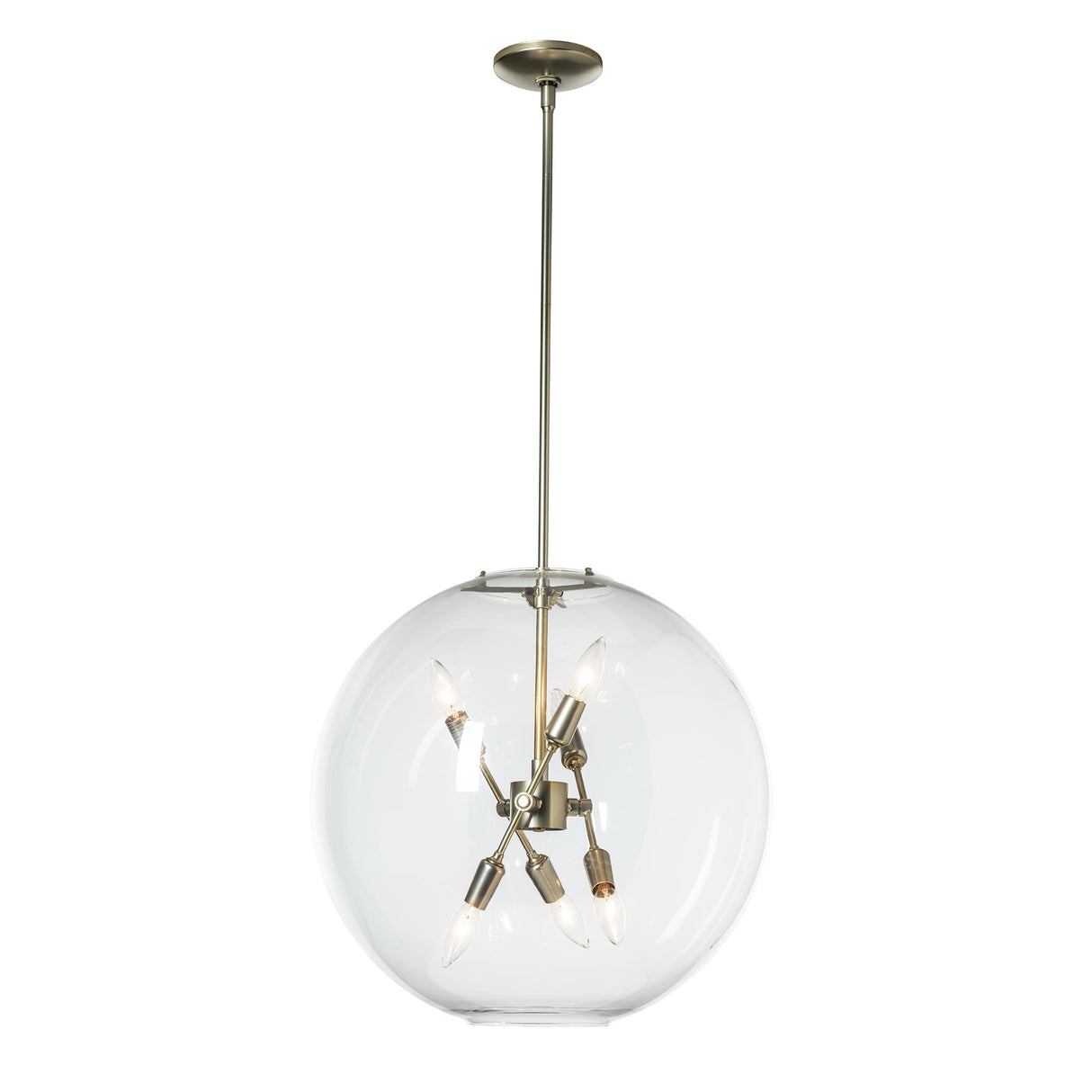 Hubbardton Forge 2022 Modern Brass Clear Glass (ZM) Multi Sfera 6-Light Pendant