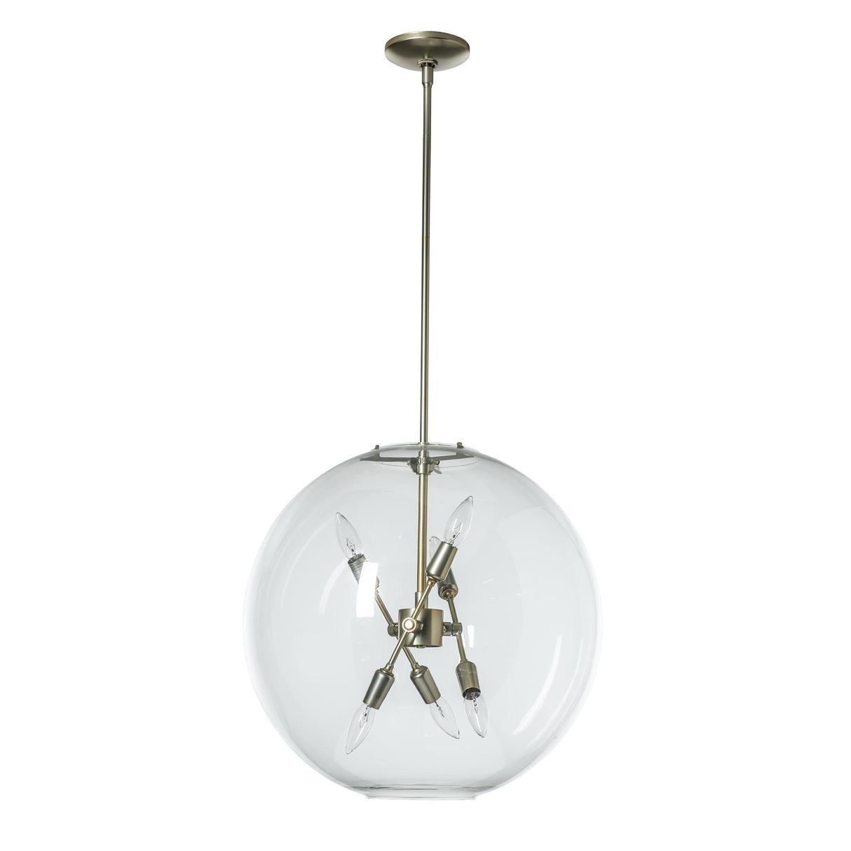 Hubbardton Forge 2022 Modern Brass Clear Glass (ZM) Multi Sfera 6-Light Pendant