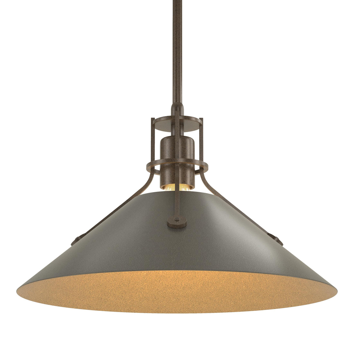 Hubbardton Forge 2022 Bronze Dark Smoke Multi Henry Medium Steel Shade Pendant