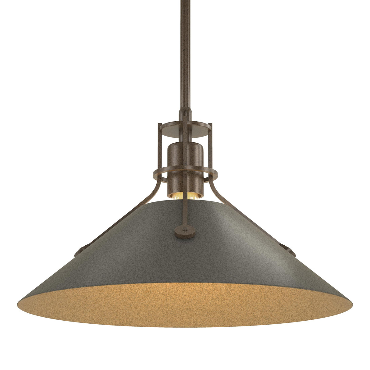 Hubbardton Forge 2022 Bronze Natural Iron Multi Henry Medium Steel Shade Pendant