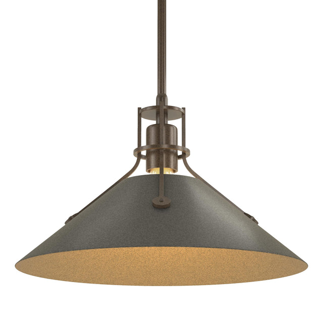 Hubbardton Forge 2022 Bronze Natural Iron Multi Henry Medium Steel Shade Pendant