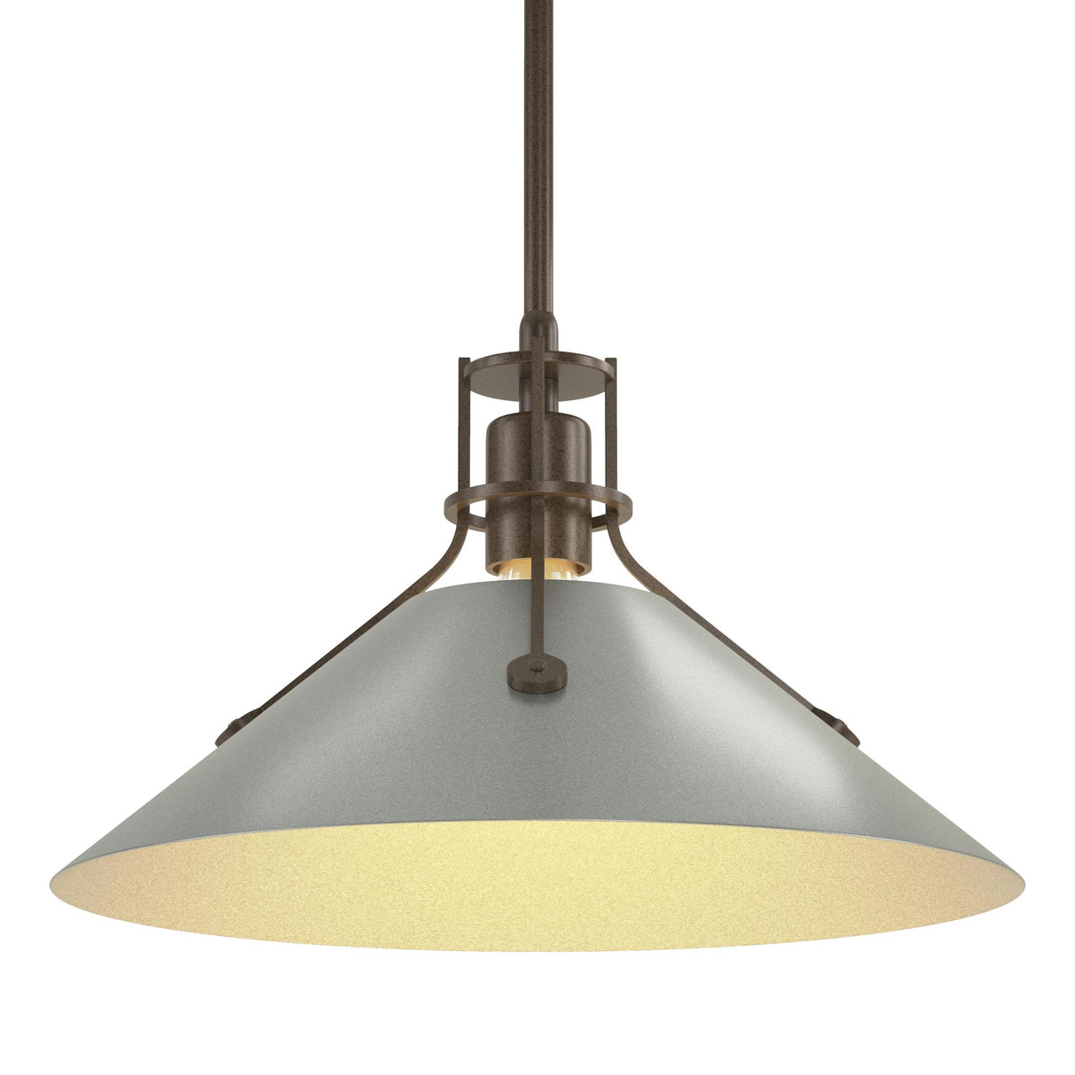 Hubbardton Forge 2022 Bronze Vintage Platinum Multi Henry Medium Steel Shade Pendant