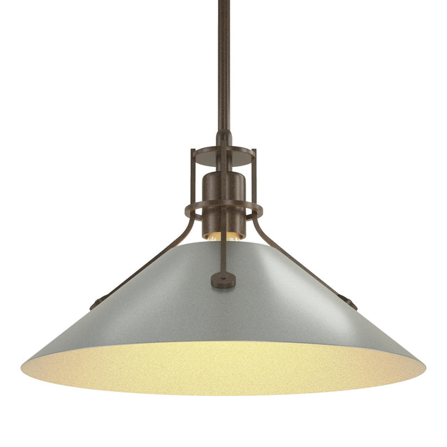 Hubbardton Forge 2022 Bronze Vintage Platinum Multi Henry Medium Steel Shade Pendant