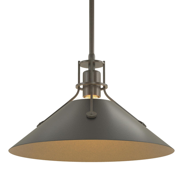Hubbardton Forge 2022 Dark Smoke Black Multi Henry Medium Steel Shade Pendant