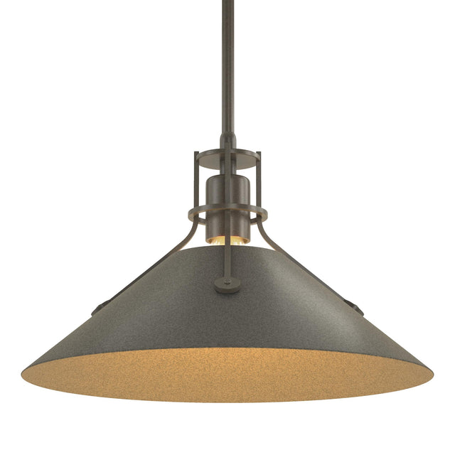 Hubbardton Forge 2022 Dark Smoke Natural Iron Multi Henry Medium Steel Shade Pendant