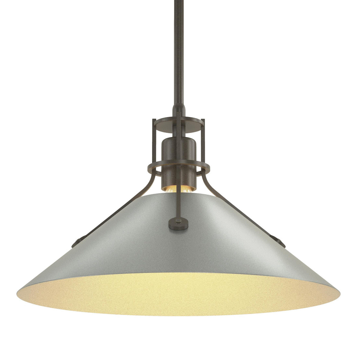 Hubbardton Forge 2022 Dark Smoke Vintage Platinum Multi Henry Medium Steel Shade Pendant