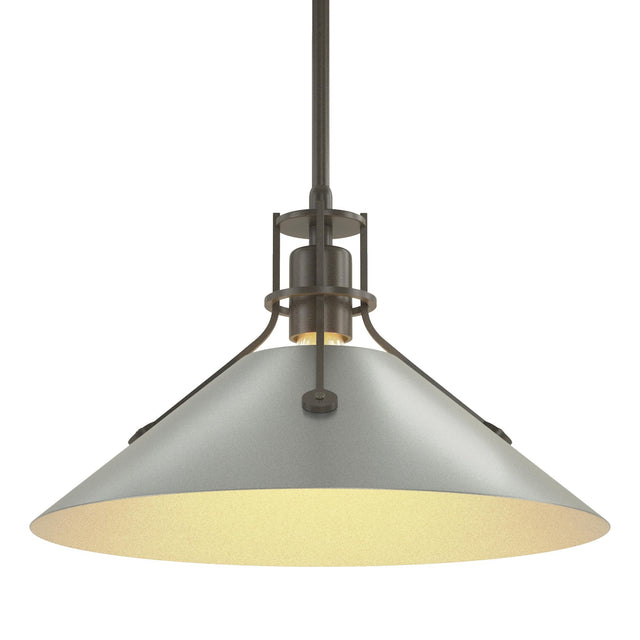 Hubbardton Forge 2022 Dark Smoke Vintage Platinum Multi Henry Medium Steel Shade Pendant
