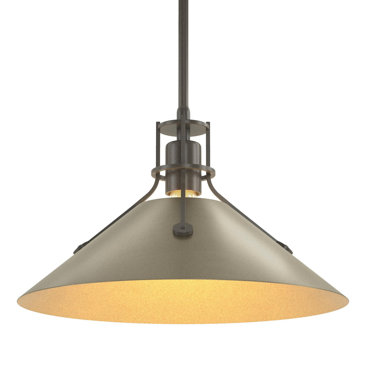 Hubbardton Forge 2022 Dark Smoke Soft Gold Multi Henry Medium Steel Shade Pendant