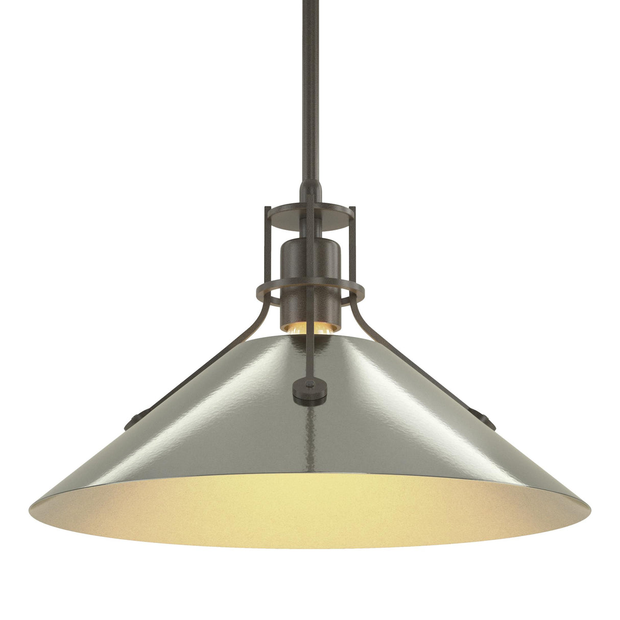 Hubbardton Forge 2022 Dark Smoke Sterling Multi Henry Medium Steel Shade Pendant