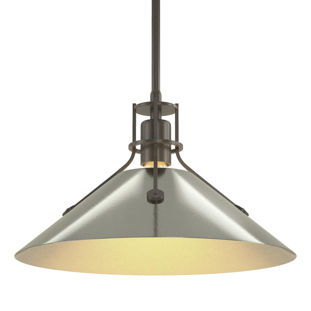 Hubbardton Forge 2022 Dark Smoke Sterling Multi Henry Medium Steel Shade Pendant