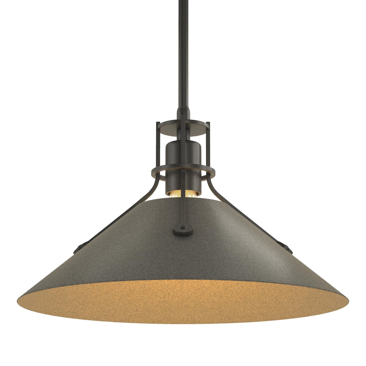 Hubbardton Forge 2022 Black Natural Iron Multi Henry Medium Steel Shade Pendant