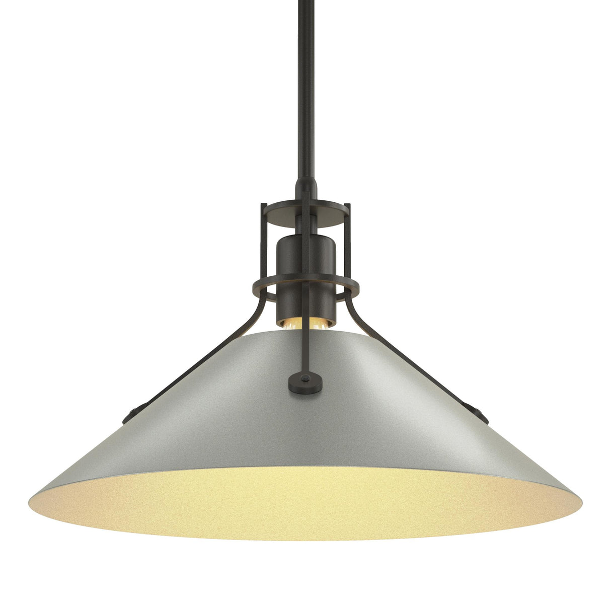 Hubbardton Forge 2022 Black Vintage Platinum Multi Henry Medium Steel Shade Pendant