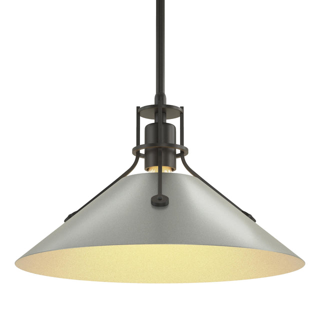 Hubbardton Forge 2022 Black Vintage Platinum Multi Henry Medium Steel Shade Pendant