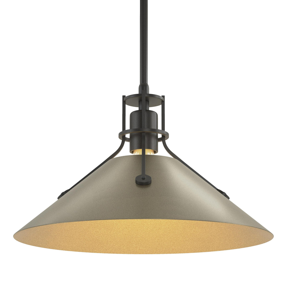 Hubbardton Forge 2022 Black Soft Gold Multi Henry Medium Steel Shade Pendant