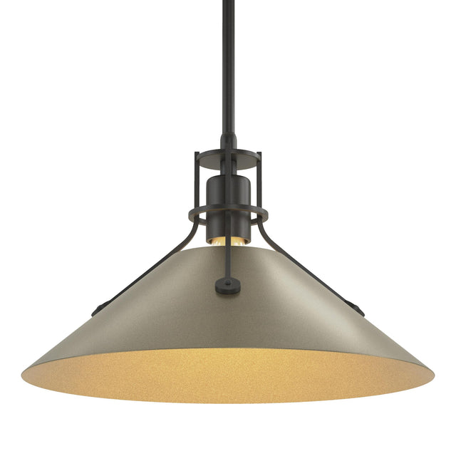 Hubbardton Forge 2022 Black Soft Gold Multi Henry Medium Steel Shade Pendant