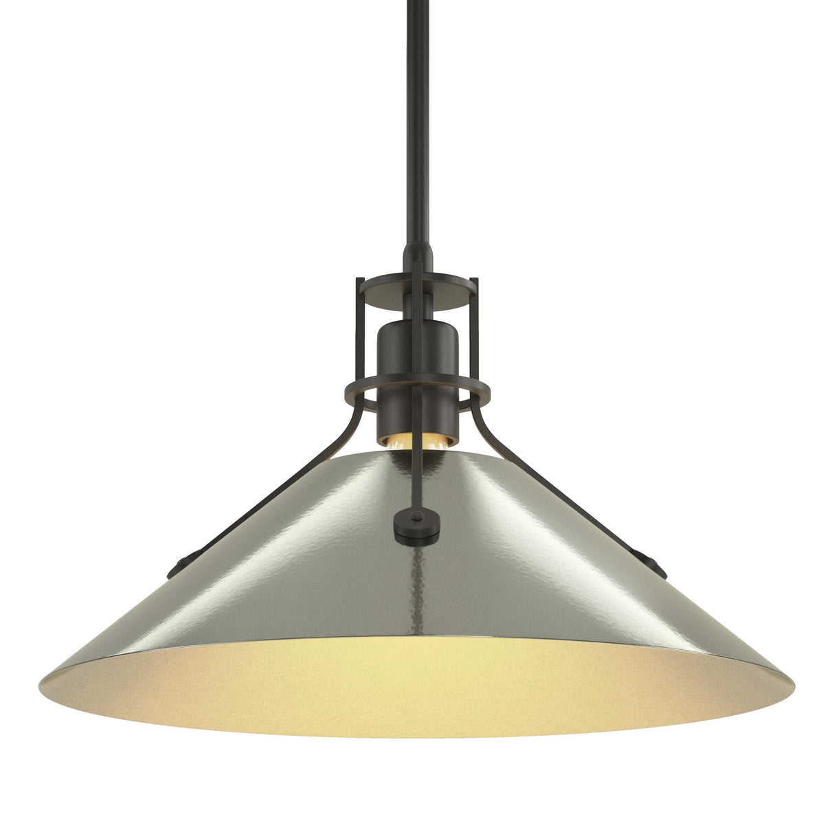 Hubbardton Forge 2022 Black Sterling Multi Henry Medium Steel Shade Pendant