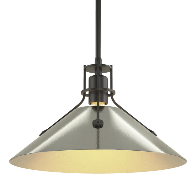 Hubbardton Forge 2022 Black Sterling Multi Henry Medium Steel Shade Pendant