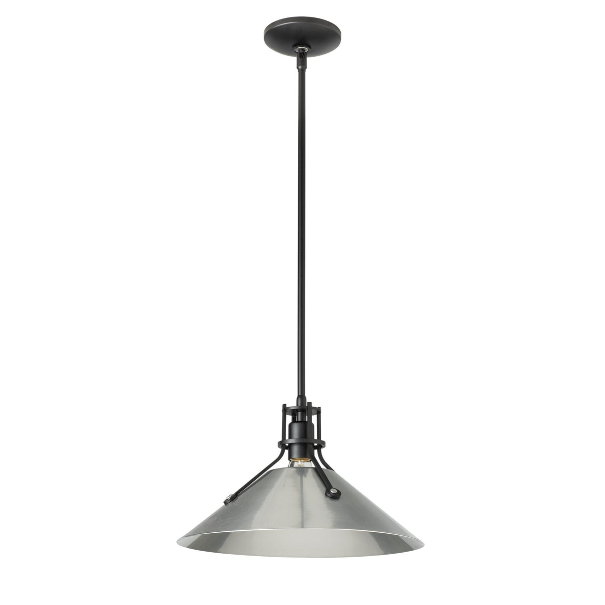 Hubbardton Forge 2022 Black Sterling Multi Henry Medium Steel Shade Pendant