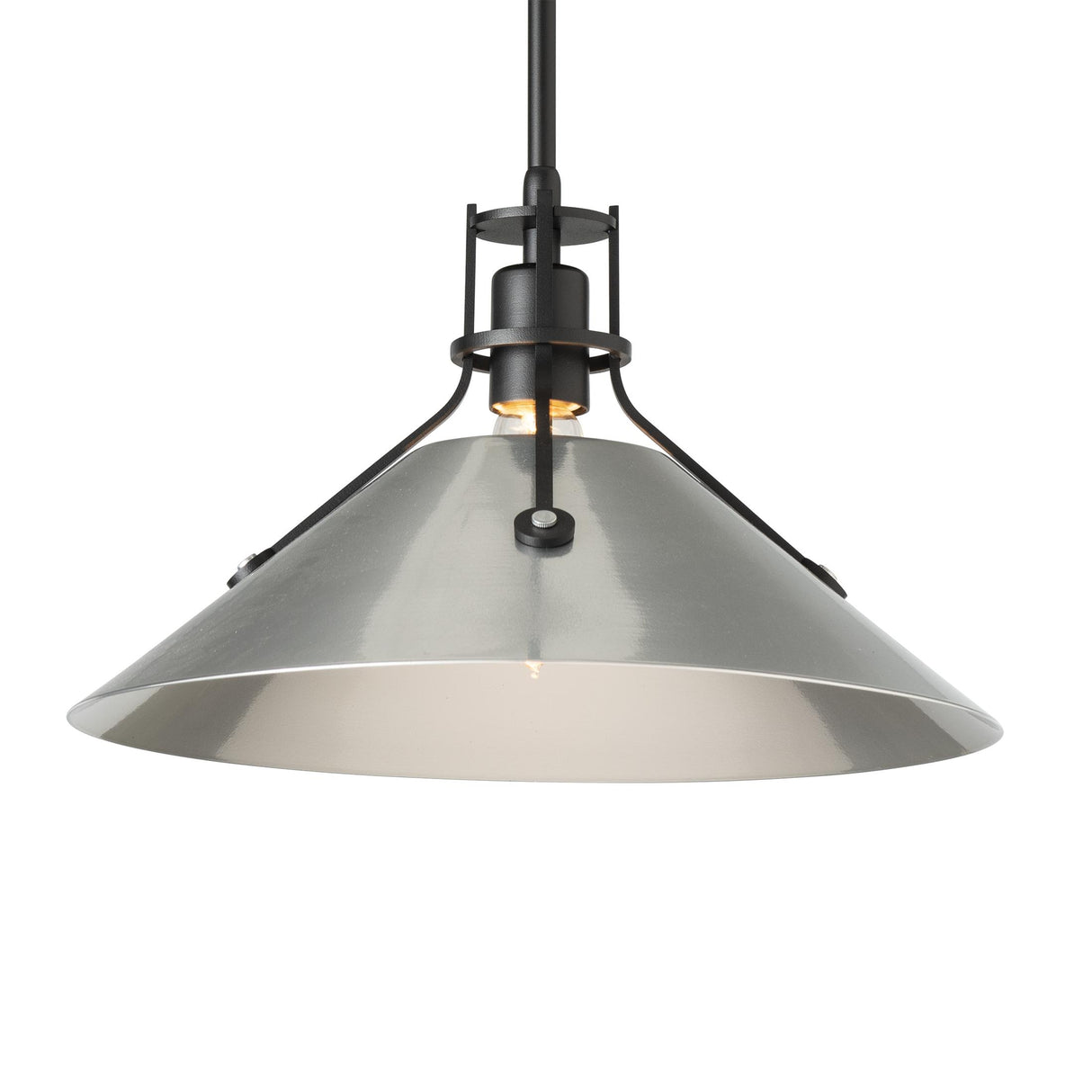 Hubbardton Forge 2022 Black Sterling Multi Henry Medium Steel Shade Pendant