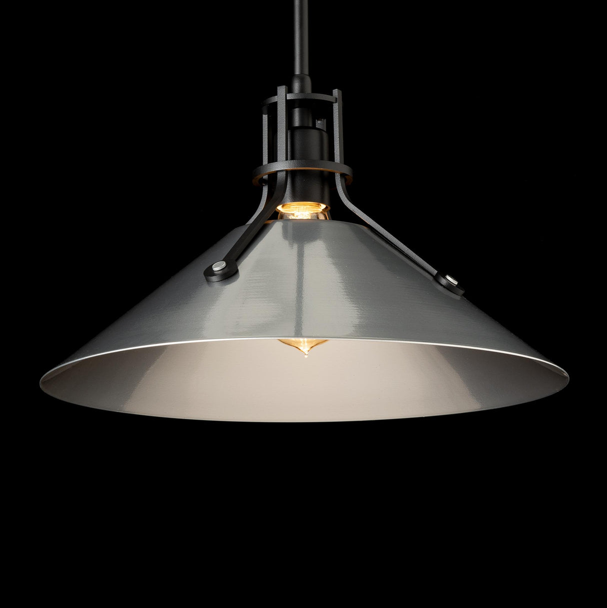 Hubbardton Forge 2022 Black Sterling Multi Henry Medium Steel Shade Pendant