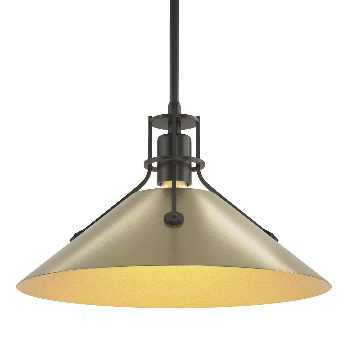 Hubbardton Forge 2022 Black Modern Brass Multi Henry Medium Steel Shade Pendant