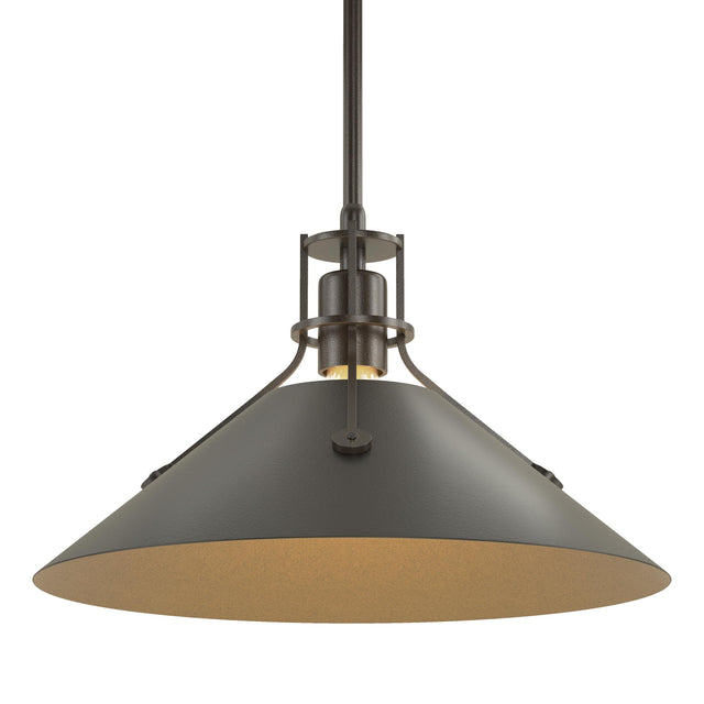 Hubbardton Forge 2022 Oil Rubbed Bronze Black Multi Henry Medium Steel Shade Pendant