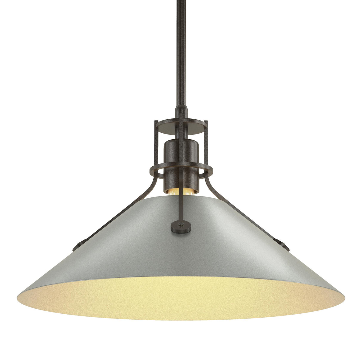 Hubbardton Forge 2022 Oil Rubbed Bronze Vintage Platinum Multi Henry Medium Steel Shade Pendant