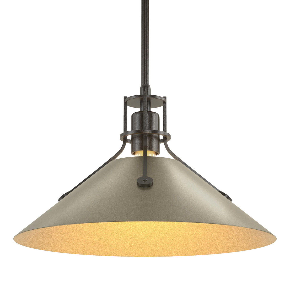 Hubbardton Forge 2022 Oil Rubbed Bronze Soft Gold Multi Henry Medium Steel Shade Pendant