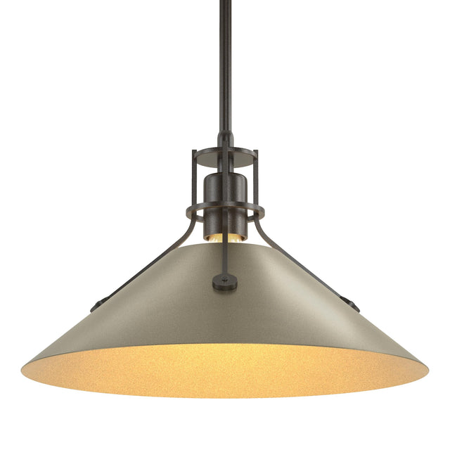 Hubbardton Forge 2022 Oil Rubbed Bronze Soft Gold Multi Henry Medium Steel Shade Pendant