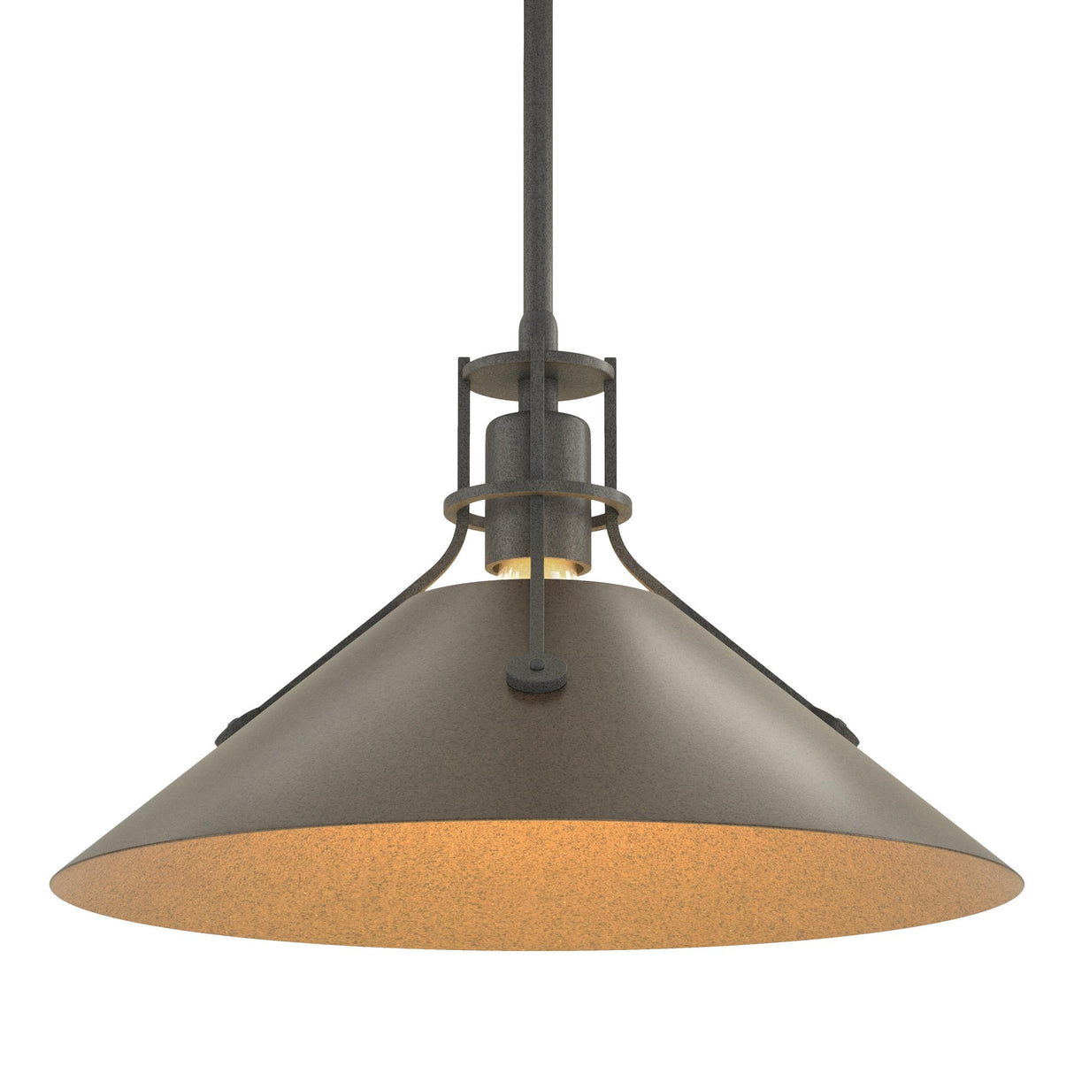 Hubbardton Forge 2022 Natural Iron Bronze Multi Henry Medium Steel Shade Pendant
