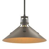 Hubbardton Forge 2022 Natural Iron Bronze Multi Henry Medium Steel Shade Pendant