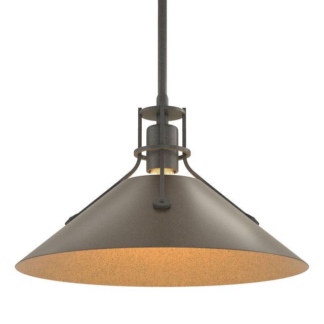 Hubbardton Forge 2022 Natural Iron Bronze Multi Henry Medium Steel Shade Pendant