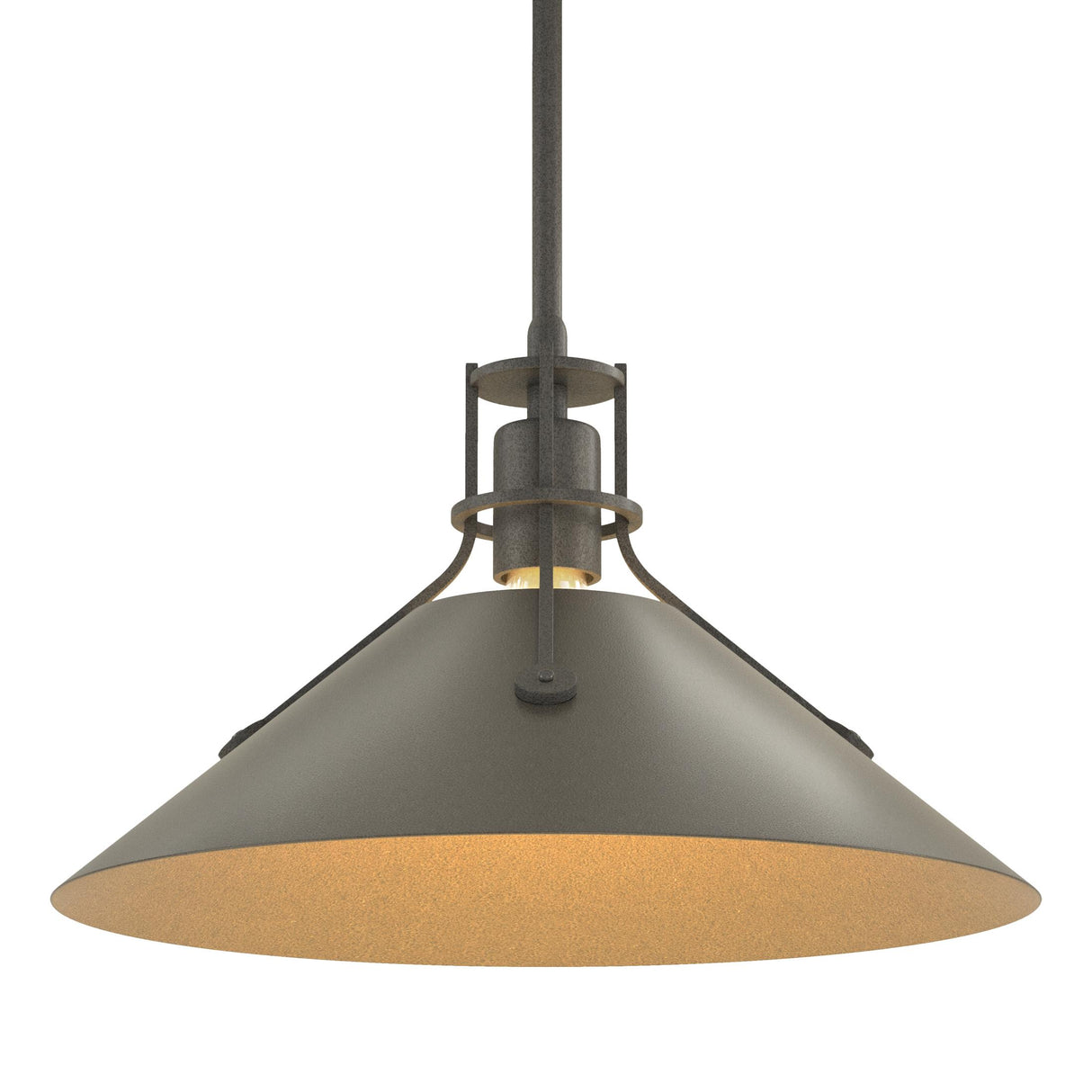 Hubbardton Forge 2022 Natural Iron Dark Smoke Multi Henry Medium Steel Shade Pendant