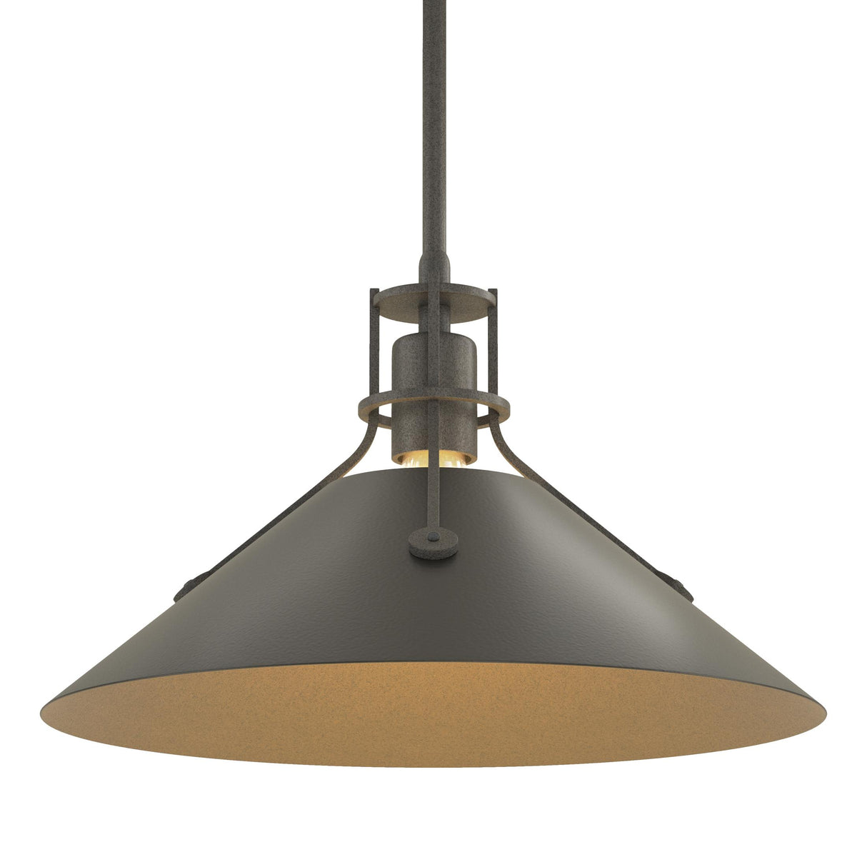 Hubbardton Forge 2022 Natural Iron Black Multi Henry Medium Steel Shade Pendant