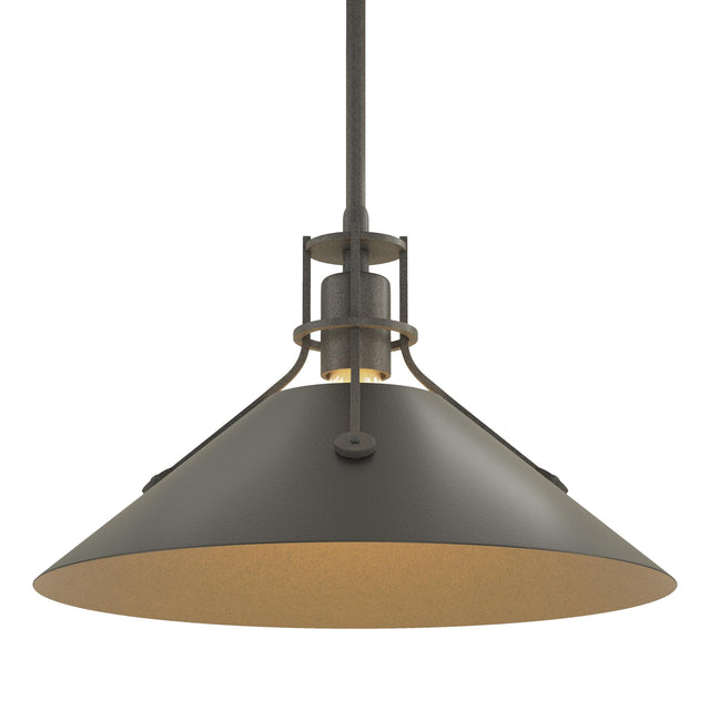 Hubbardton Forge 2022 Natural Iron Black Multi Henry Medium Steel Shade Pendant