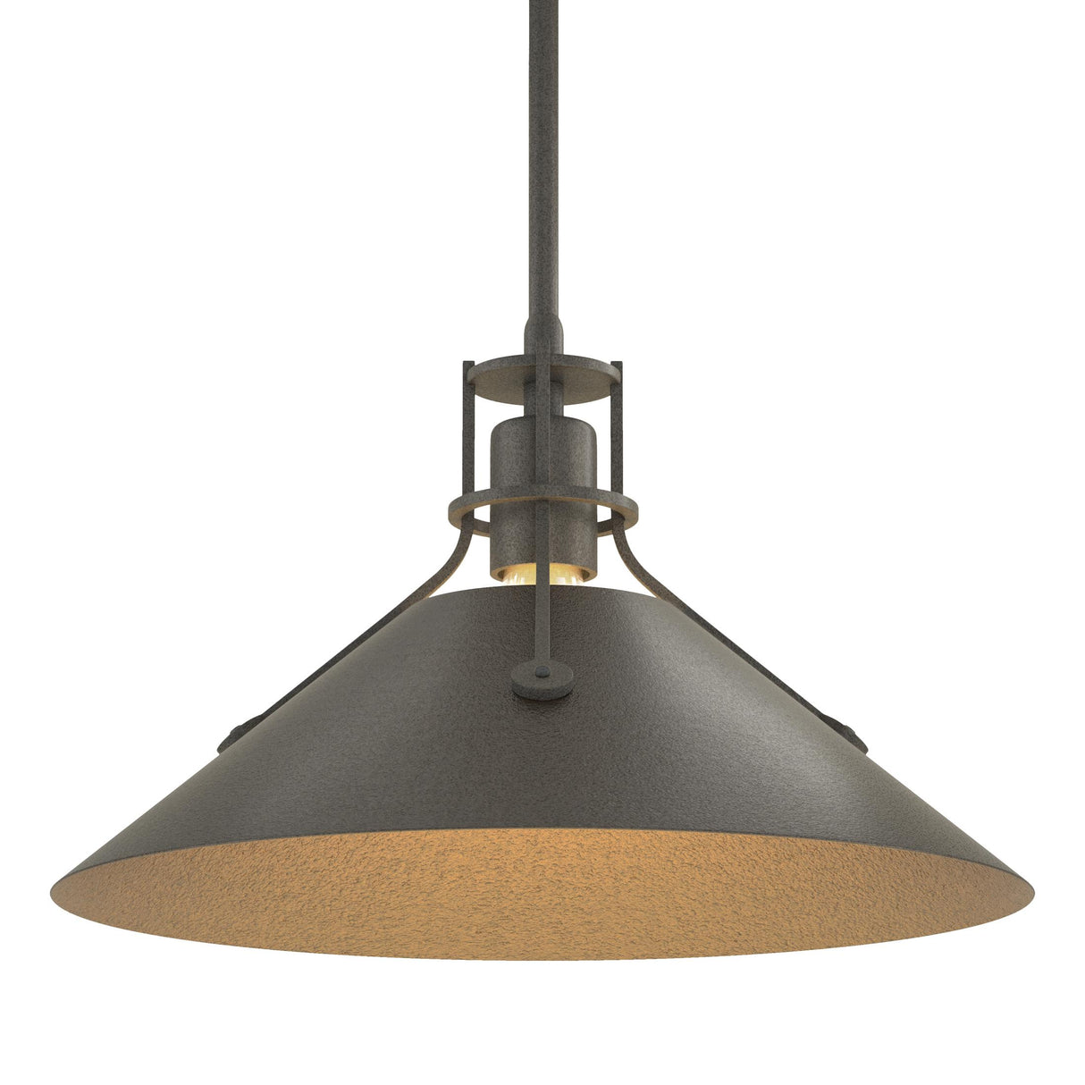 Hubbardton Forge 2022 Natural Iron Oil Rubbed Bronze Multi Henry Medium Steel Shade Pendant