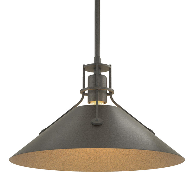 Hubbardton Forge 2022 Natural Iron Oil Rubbed Bronze Multi Henry Medium Steel Shade Pendant
