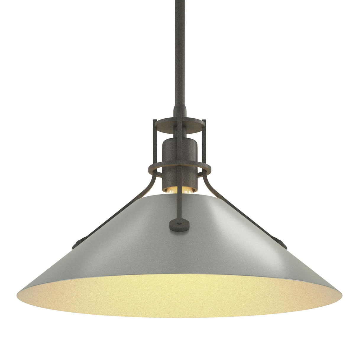 Hubbardton Forge 2022 Natural Iron Vintage Platinum Multi Henry Medium Steel Shade Pendant