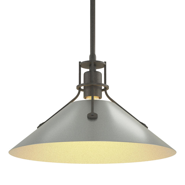 Hubbardton Forge 2022 Natural Iron Vintage Platinum Multi Henry Medium Steel Shade Pendant