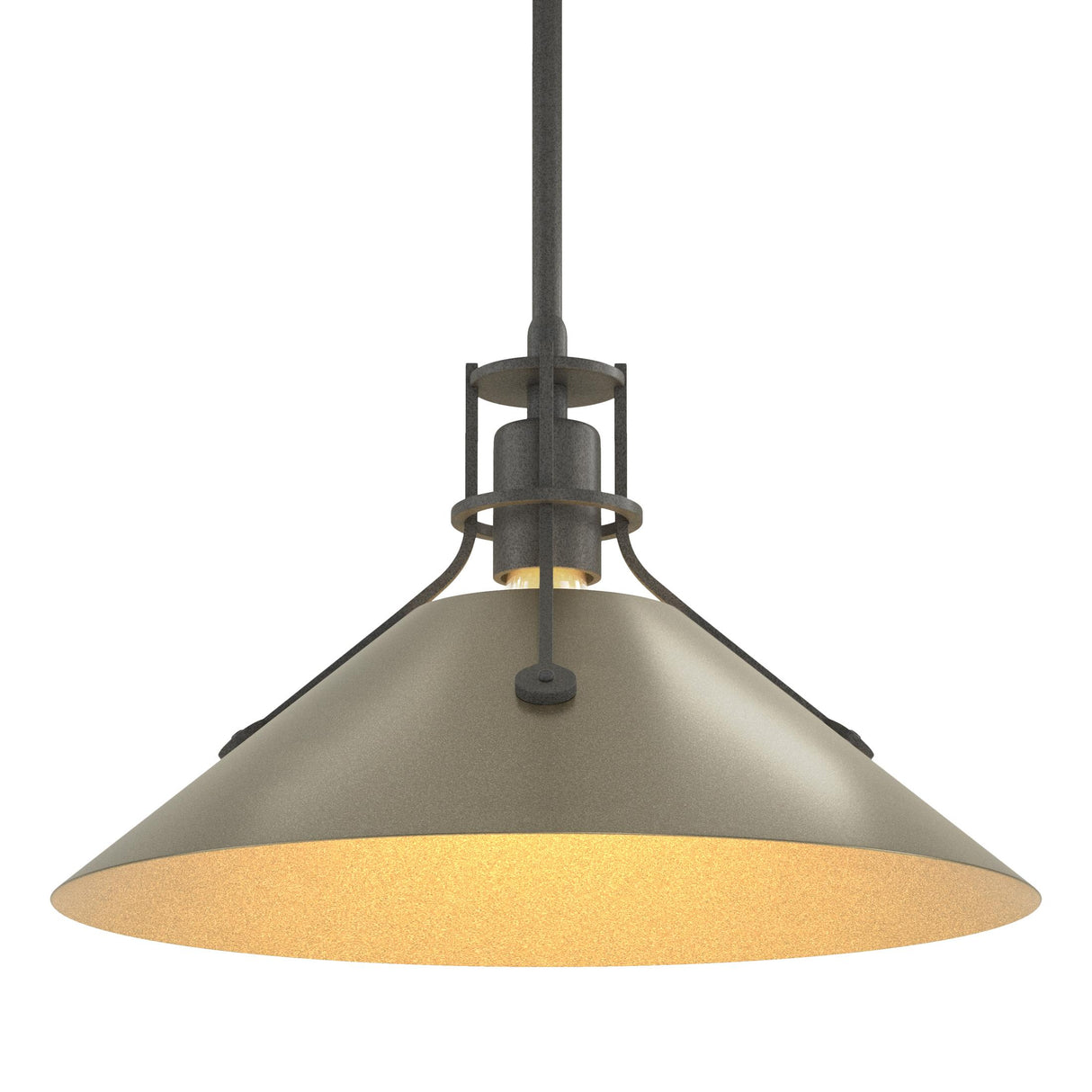 Hubbardton Forge 2022 Natural Iron Soft Gold Multi Henry Medium Steel Shade Pendant
