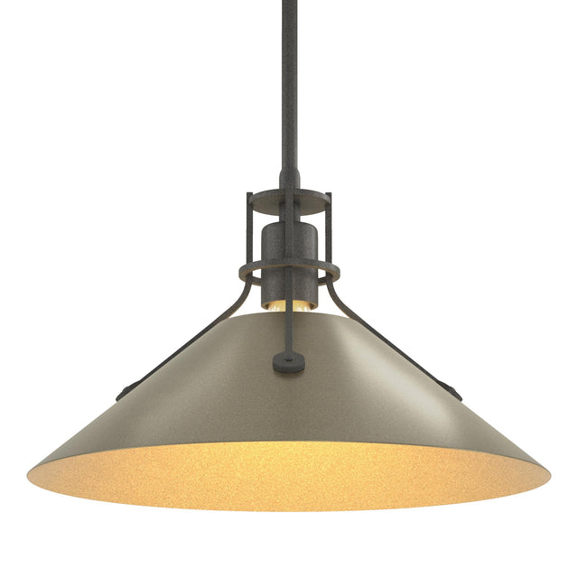 Hubbardton Forge 2022 Natural Iron Soft Gold Multi Henry Medium Steel Shade Pendant