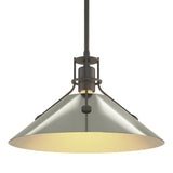 Hubbardton Forge 2022 Natural Iron Sterling Multi Henry Medium Steel Shade Pendant