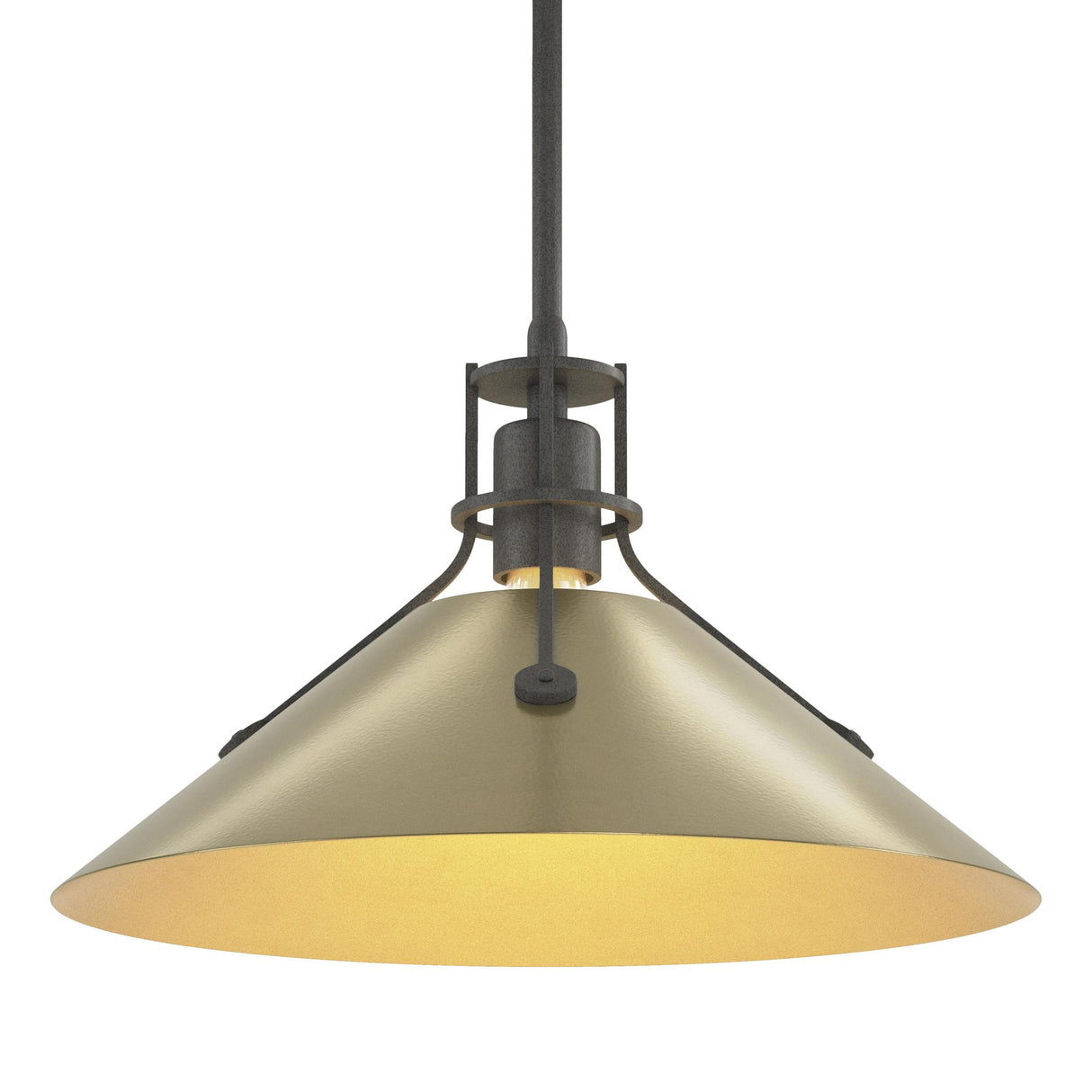 Hubbardton Forge 2022 Natural Iron Modern Brass Multi Henry Medium Steel Shade Pendant