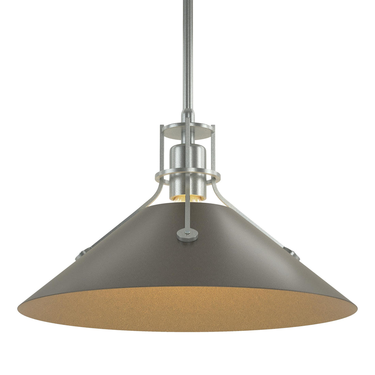 Hubbardton Forge 2022 Vintage Platinum Dark Smoke Multi Henry Medium Steel Shade Pendant