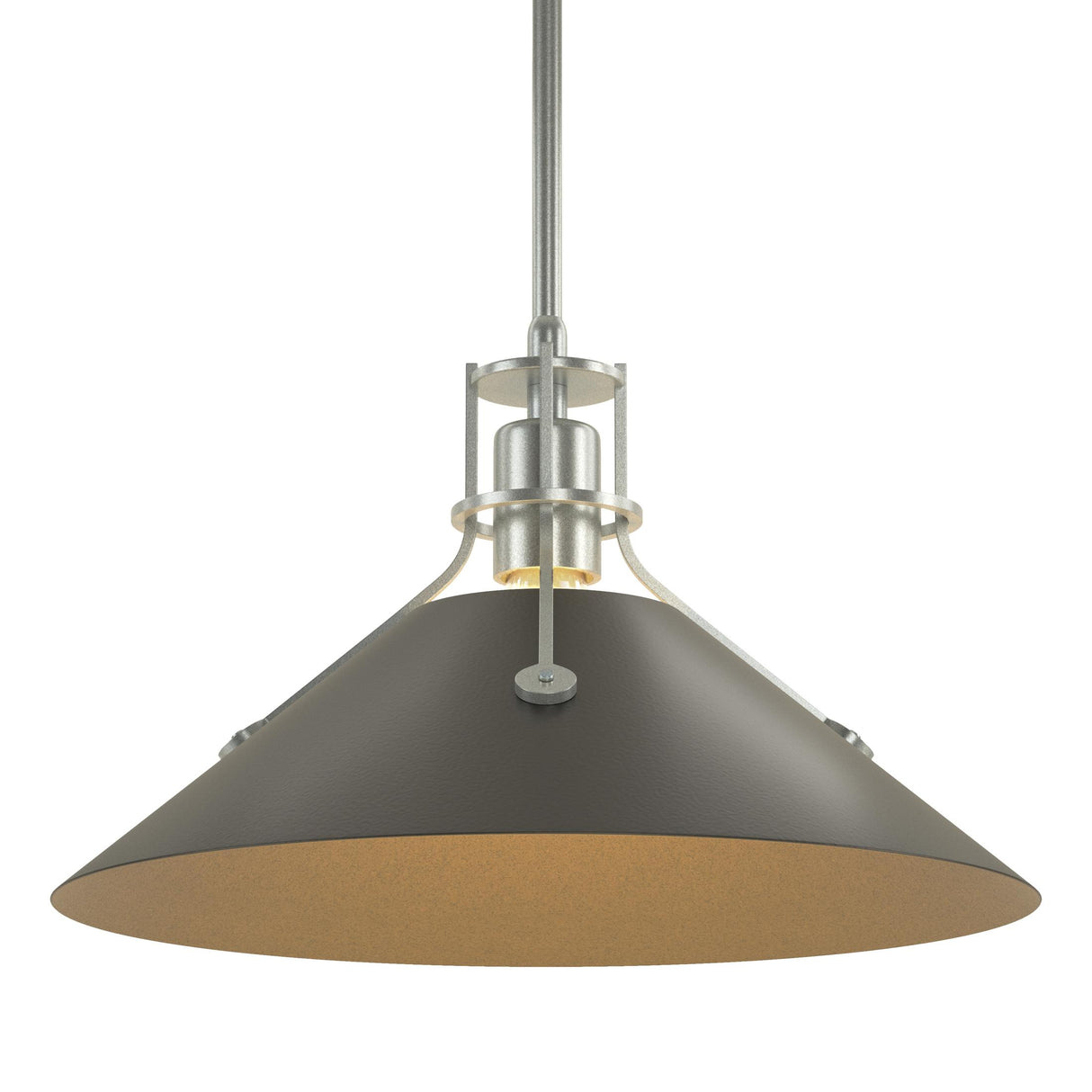 Hubbardton Forge 2022 Vintage Platinum Black Multi Henry Medium Steel Shade Pendant