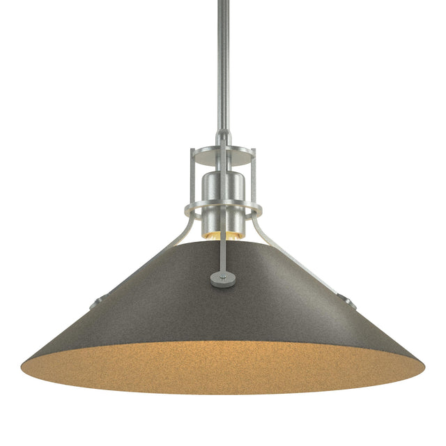 Hubbardton Forge 2022 Vintage Platinum Natural Iron Multi Henry Medium Steel Shade Pendant