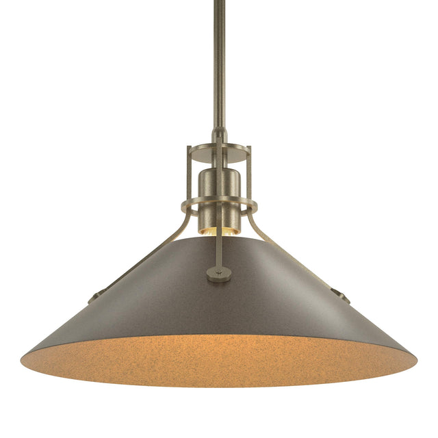 Hubbardton Forge 2022 Soft Gold Bronze Multi Henry Medium Steel Shade Pendant