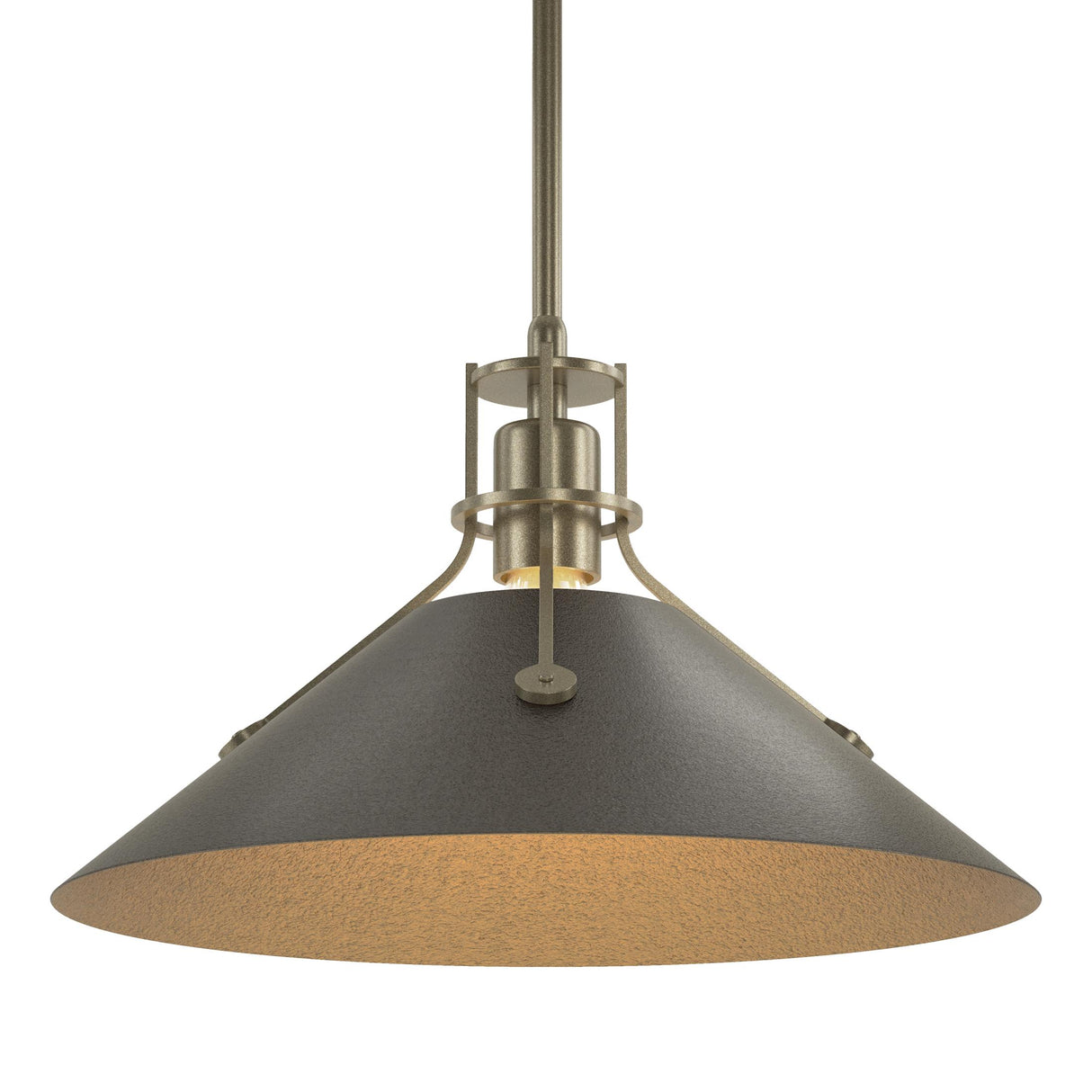 Hubbardton Forge 2022 Soft Gold Oil Rubbed Bronze Multi Henry Medium Steel Shade Pendant
