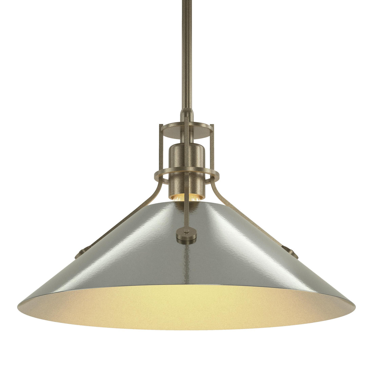 Hubbardton Forge 2022 Soft Gold Sterling Multi Henry Medium Steel Shade Pendant